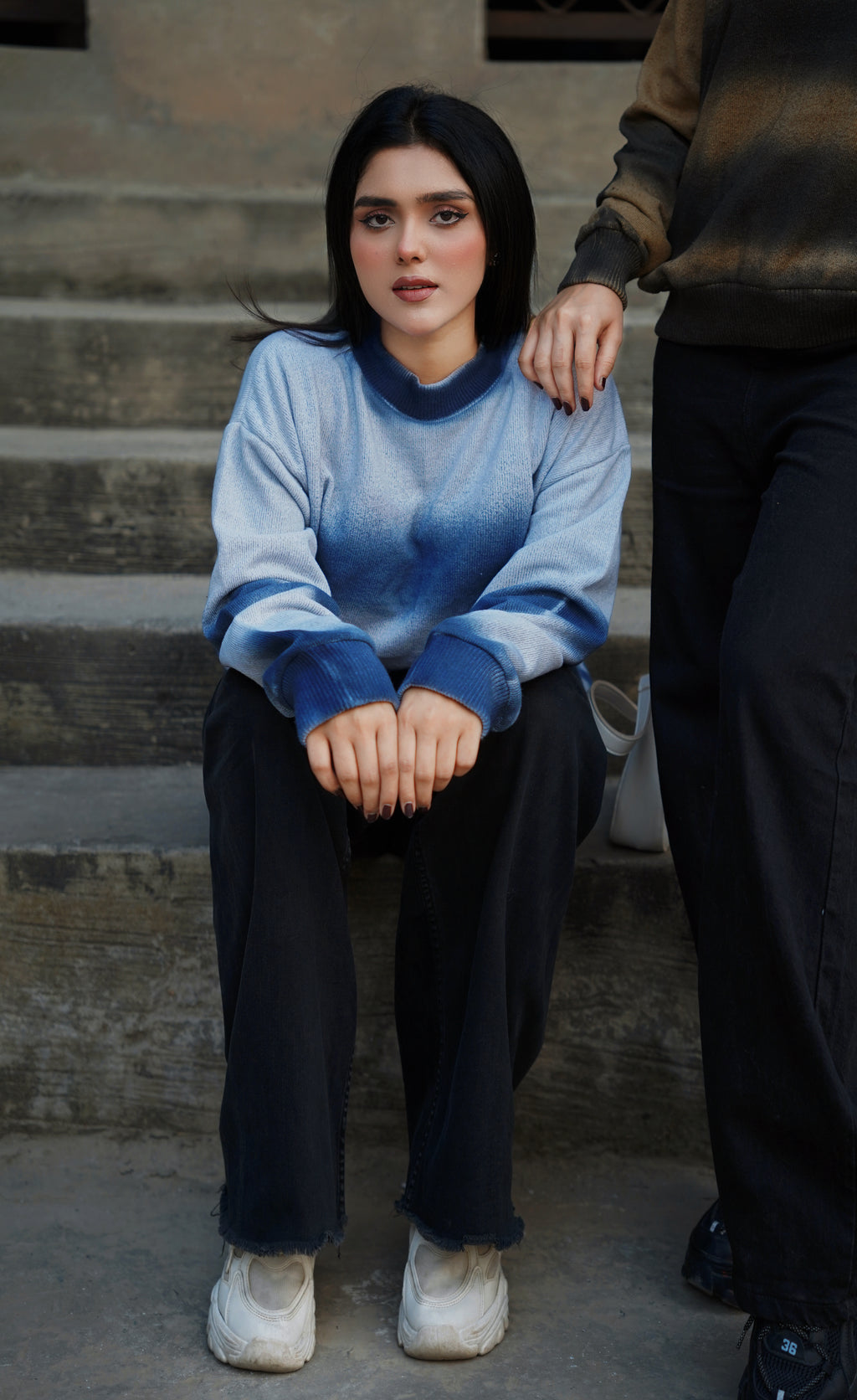 Blue Gradient Fade Sweater