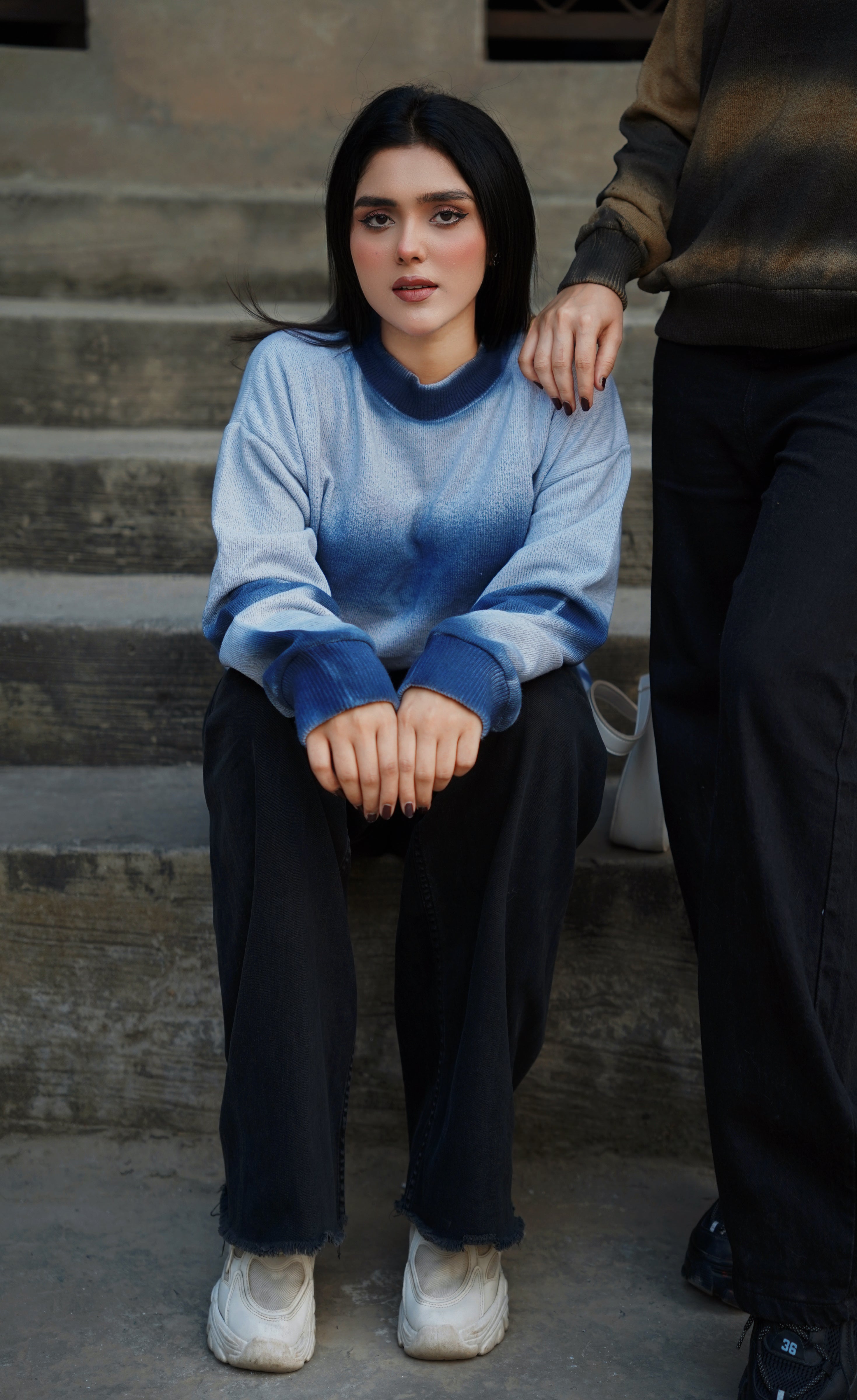 Blue Gradient Fade Sweater