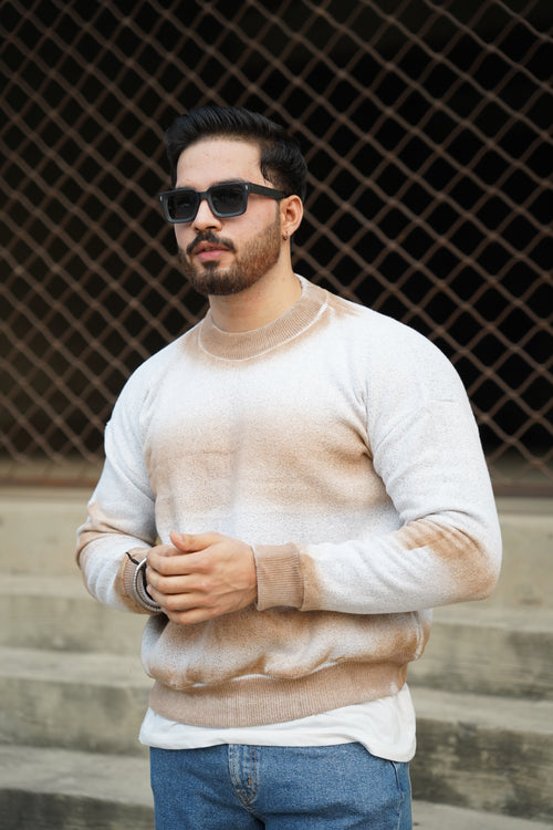 Beige Gradient Fade Sweater