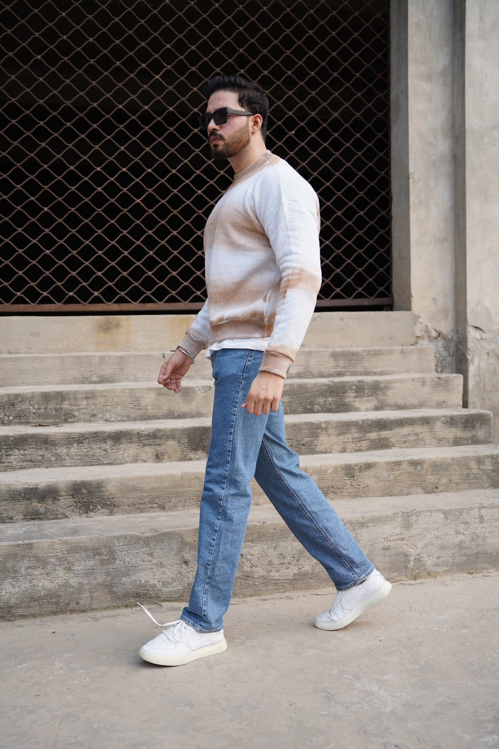 Beige Gradient Fade Sweater