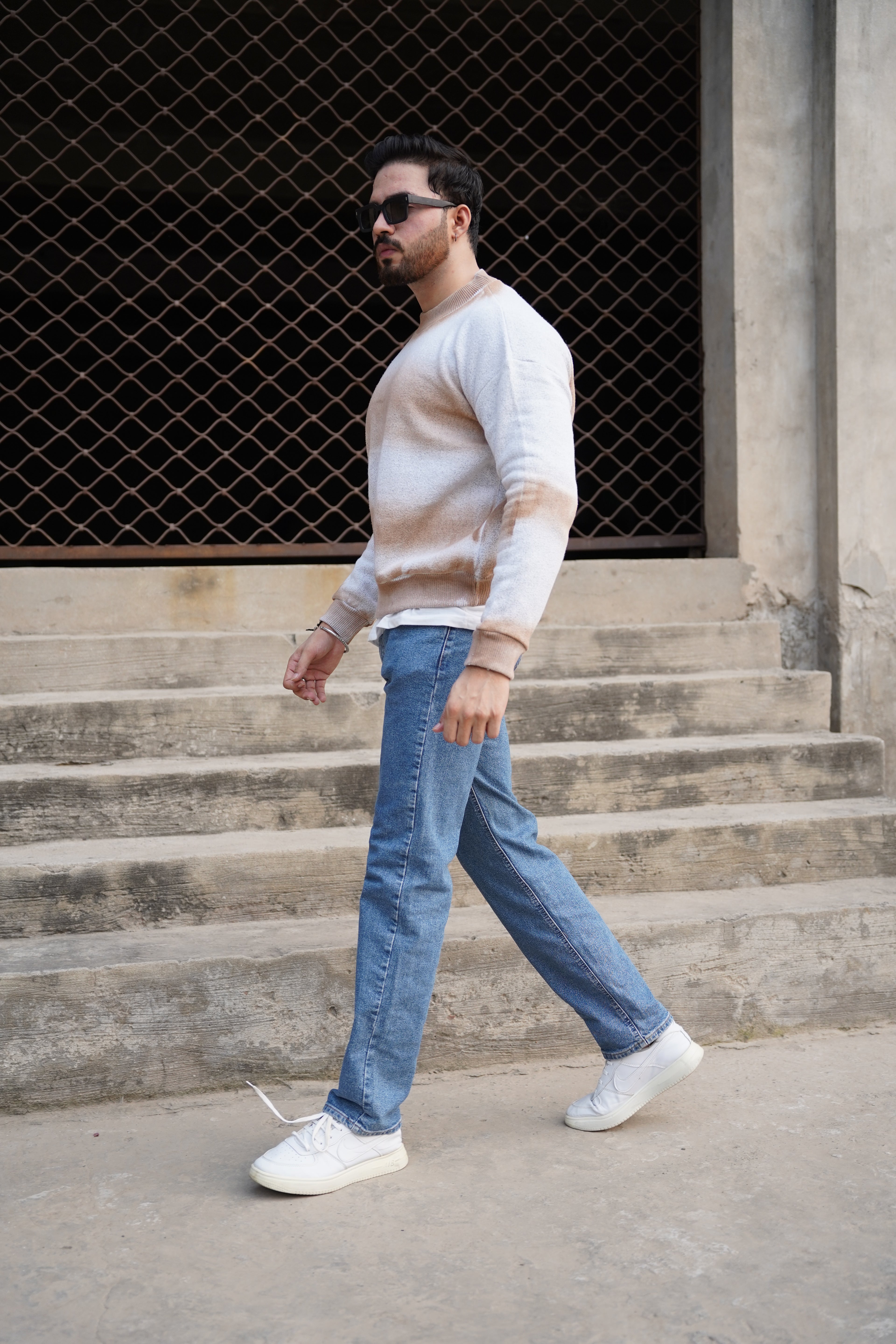 Beige Gradient Fade Sweater