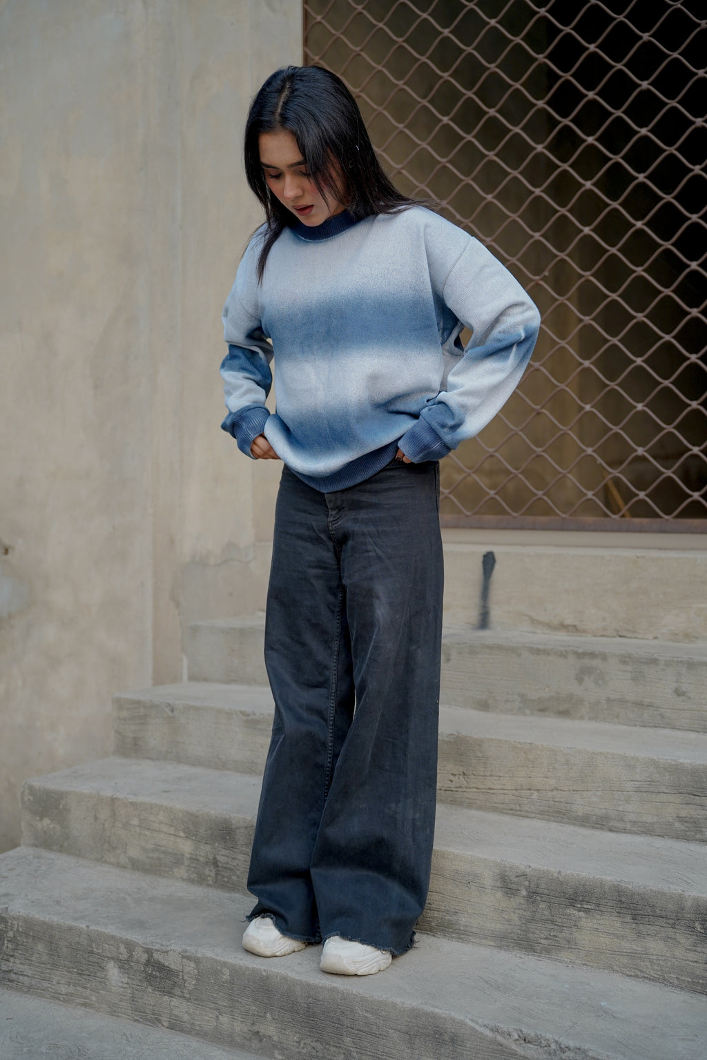 Blue Gradient Fade Sweater